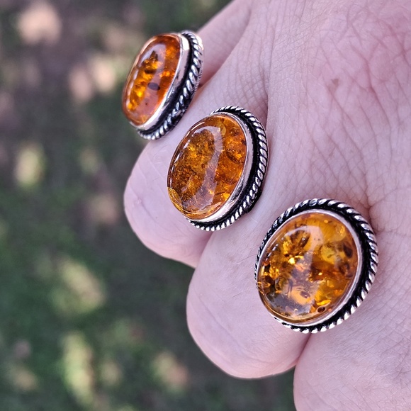 New Amber Knuckles Double 925 Silver Ring. - Picture 4 of 15